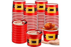 100 Christmas Paper Soup Bowls with Lids