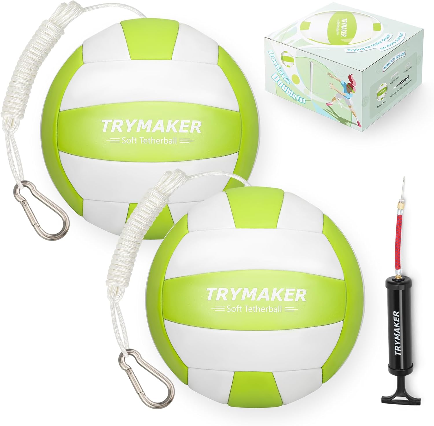 Tetherball Ball and Rope, Tether Ball Soft, Tether Balls and Rope Set with Pump for Adults Backyard Outdoors