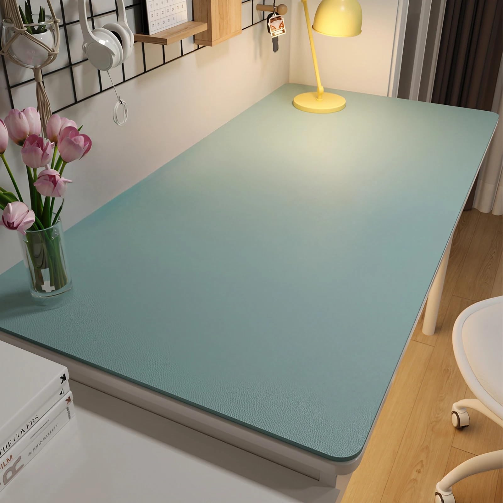 PU Leather Desk & Table Top Protector Mat, Non-Slip Surface Large/Small Waterproof Desk Mat for Keyboard, Mouse & Makeup Dressing Table(Sky Blue,100 x 100 cm)