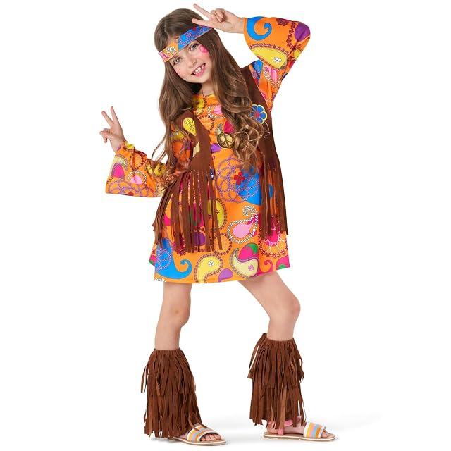 Foto 8 de 8 de Morph Disfraz Hippie Niña, Disfraz Flower Power Halloween Niña, L