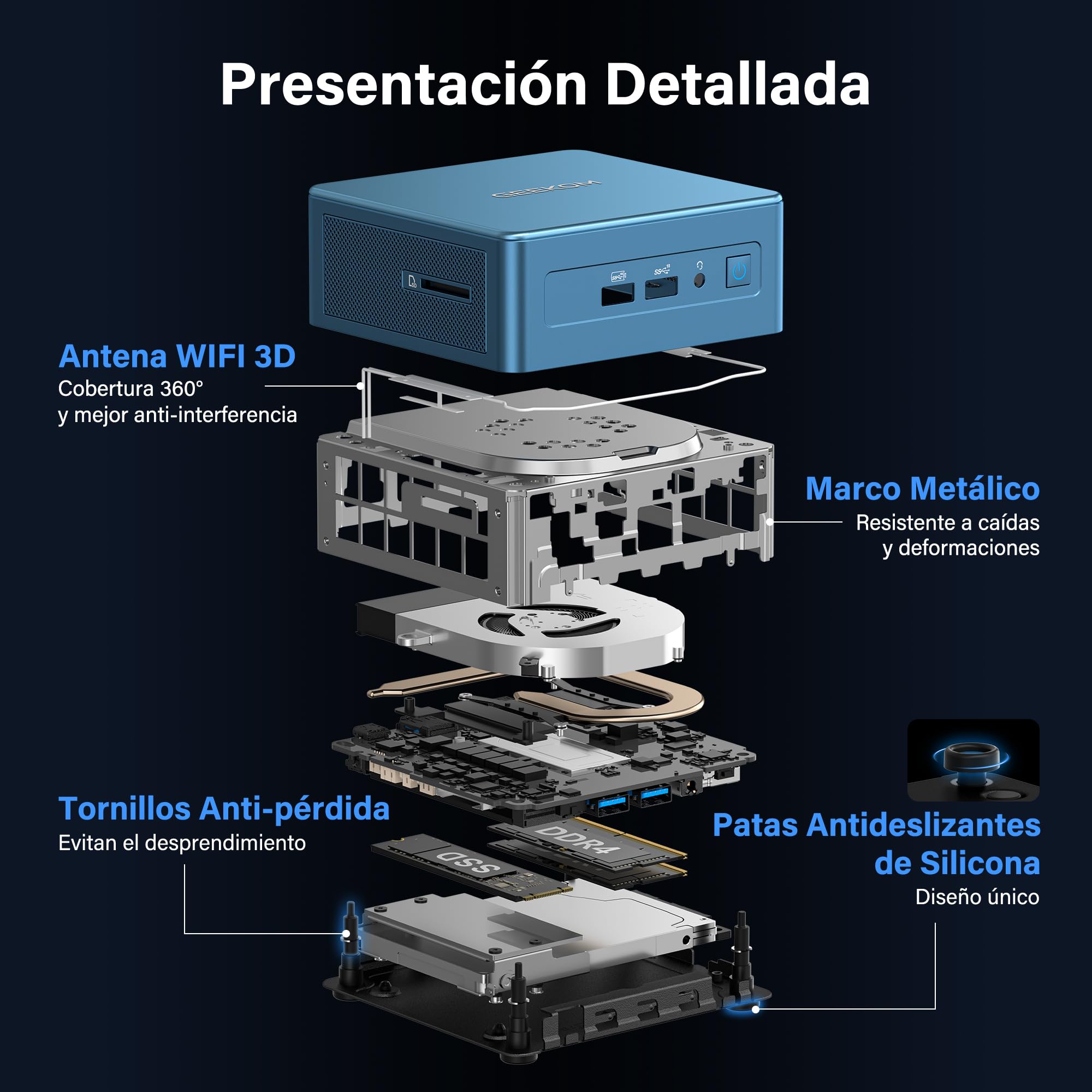 GEEKOM IT12 Mini PC 2026 Edition con Intel i5-12450H, 16GB RAM + 512GB SSD | Mini Ordenador con LAN de 2.5 Gbps, Iris Xe 8K, USB4, Mini PC Empresarial para Servidor Plex y Teletrabajo