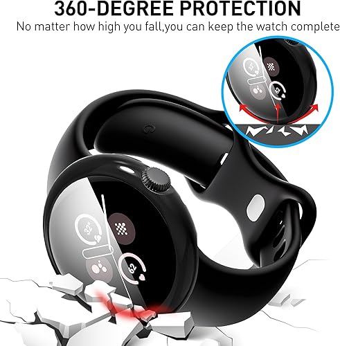 Miniatura 4 de Suoman Paquete de 3 fundas para Google Pixel Watch 3, para Google Pixel Watch 2, para Google Pixel Watch de 1.61 pulgadas, funda protectora completa