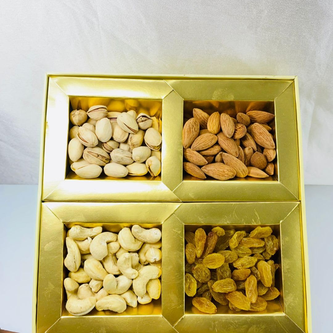 Sab Se Special Diwali Dry Fruits Gift Box 300g - Premium Corporate Gifting Hamper for Employees & Clients | Healthy Festive Pack with Almonds, Cashews, Pistachios & Raisins in 4 Compartments | Elegant Deepawali Gift for Office, Weddings & Family Celebrations 3