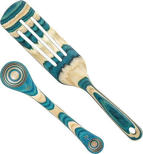 Totally Bamboo Baltique Mykonos Collection - Juego de utensilios de cocina de 2 piezas, cuchara medidora y cuchara medidora