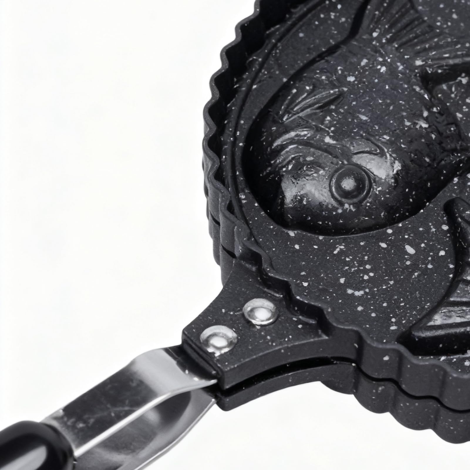 Macchina per waffle a forma di pesce, in alluminio antiaderente con manico lungo, per cucinare in cucina, robusta padella antiaderente per waffle, elettrodomestici per mercato notturno, colazione