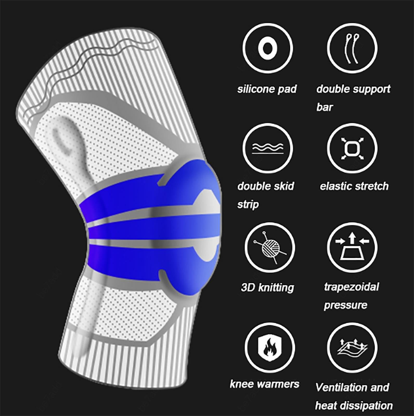 Rodilleras de Voleibol/Rodilleras para Dolor de Rodilla Mujeres y Hombres/Rodillera Manga de Compresión/estabilizadores de Resorte Lateral/Alivio del Dolor Articular,XL-A