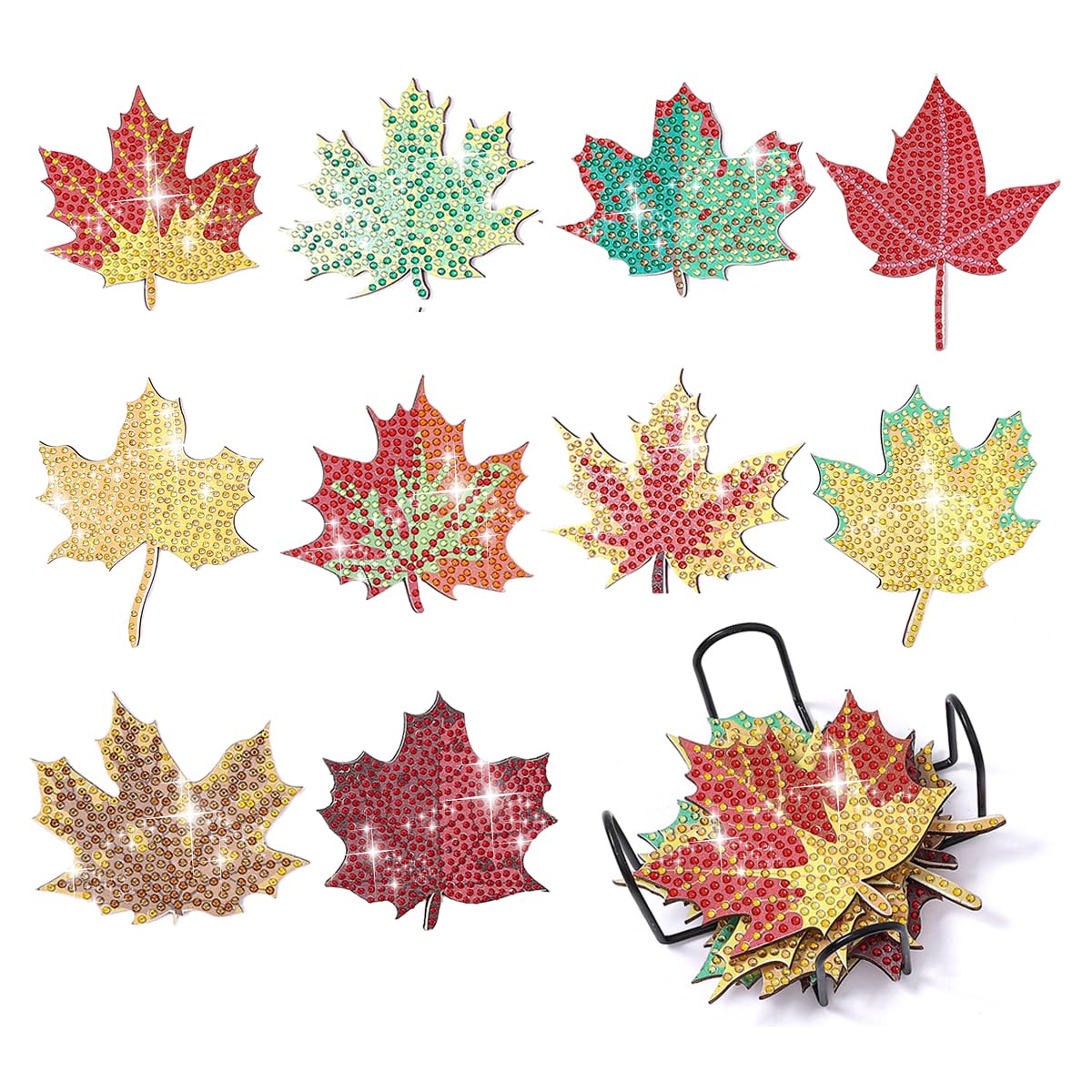 Amazon.co.jp: Diamond Art Fall Foliage Coaster Kit, Set of 10
