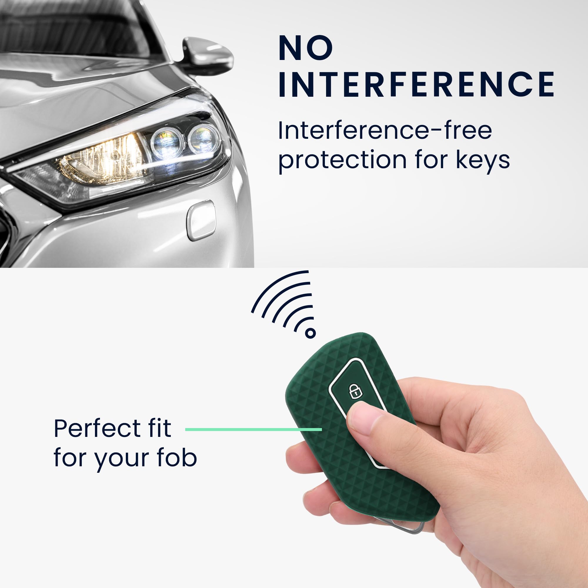 kwmobile Key Cover Compatible with VW Golf 8 3 Button Car Key - Soft Silicone Car Fob Holder Protector Case - Forest Green - Image 3