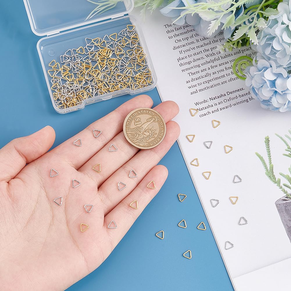 PH PandaHall 18 Karat Vergoldete Dreieckige Offene Biegeringe 120 Stück 5mm Klemmclip Bügel Messing Aufhänger Anschlüsse Anhängerschnalle Schmuckverbinder Für DIY Armband Ohrring Schmuckherstellung