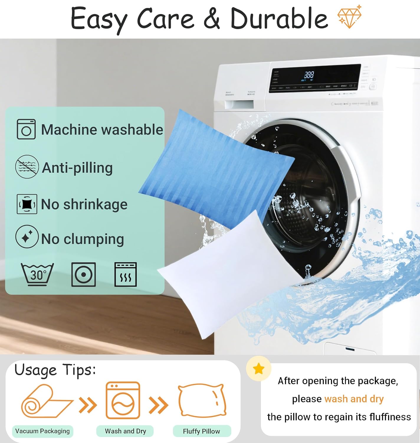 ZPECC Toddler Pillow with Pillowcase - 13x18 Organic Cotton Hypoallergenic Kids Pillow, Baby Essentials for Travel Crib Daycare Stroller (Intended for Age 2 and up) Blue Stripe - Image 4