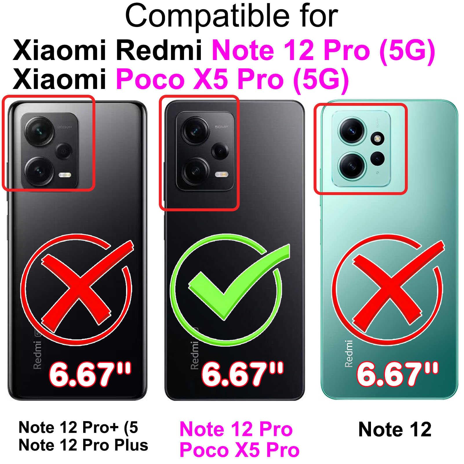 XYGLOW Cover per Xiaomi Redmi Note 12 Pro 5G Premium Pelle PU Portafoglio Libretto Flip Case