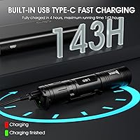 Vista 5 de WUBEN L50 linterna táctica, linterna recargable de 1200 lúmenes de alto brillo, luz LED impermeable IP68 con 5 modos, linterna de mano EDC