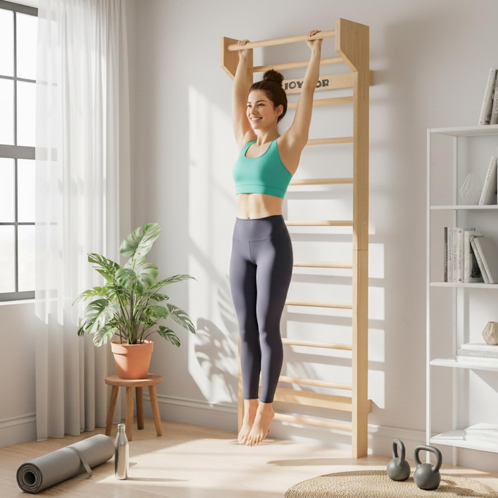 JOYMOR Multi‑use Swedish Ladder wall bar Indoor Home Gym for Kids & Adults