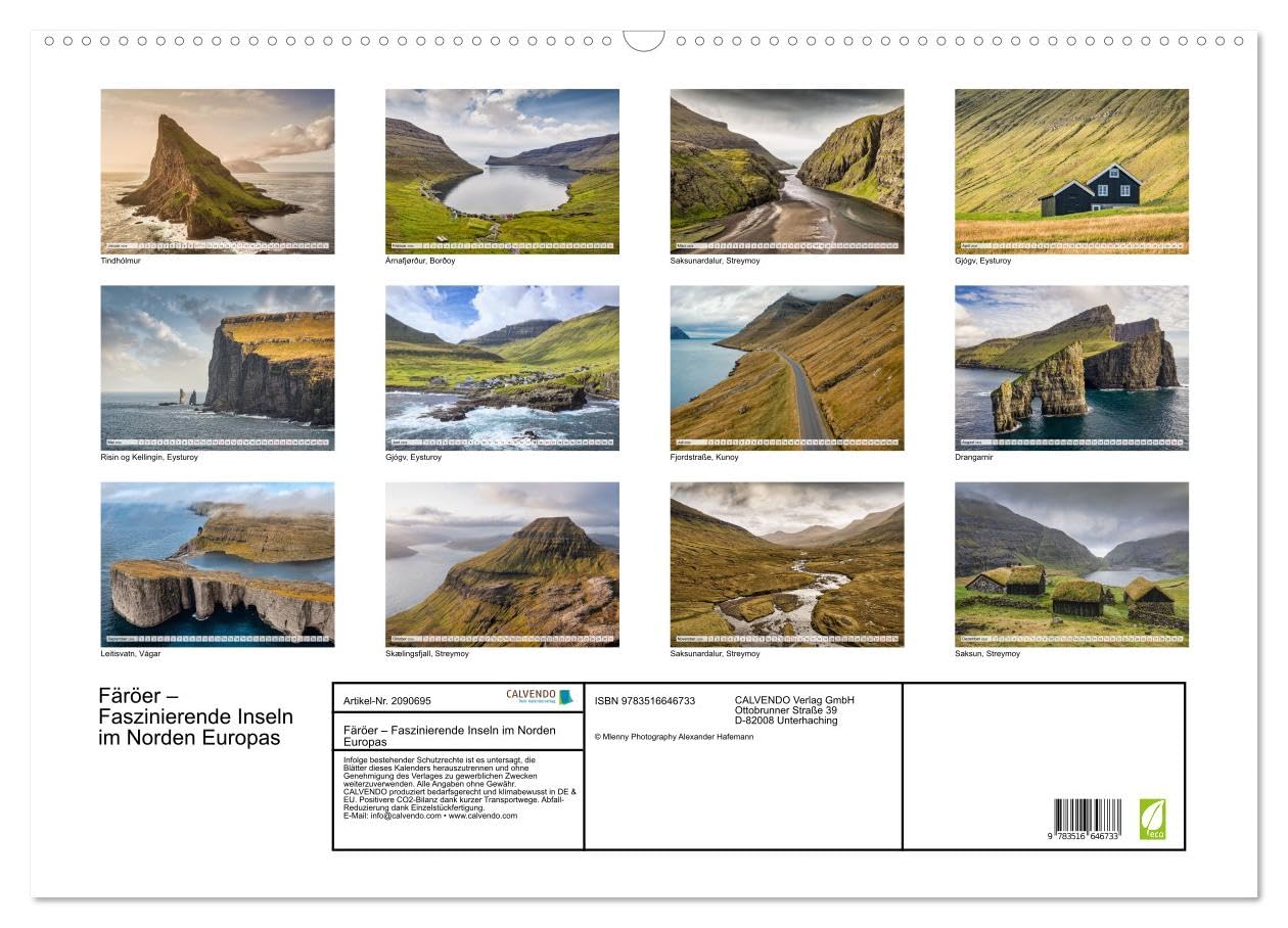 Färöer - Faszinierende Inseln im Norden Europas (Wandkalender 2026 DIN A2 quer), CALVENDO Monatskalender: Zwischen Himmel und Atlantik liegen die Färöerinseln, geprägt von wilder Schönheit.