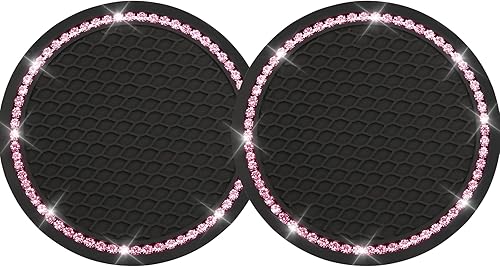 Yousheng 2 posavasos con diamantes de imitación, accesorios de silicona antideslizantes para la mayoría de interiores, el mejor regalo para mujeres,