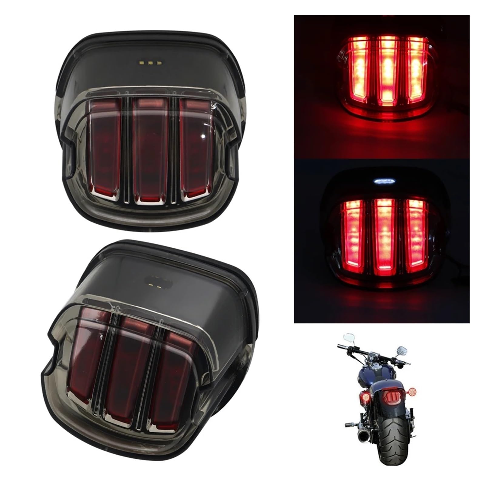 Indicateur Lumineux Moto Feu Arrière De Frein LED pour Motos, Clignotant Arrière pour Sportster pour Dyna pour Fatboy pour Softail pour Touring Glide King