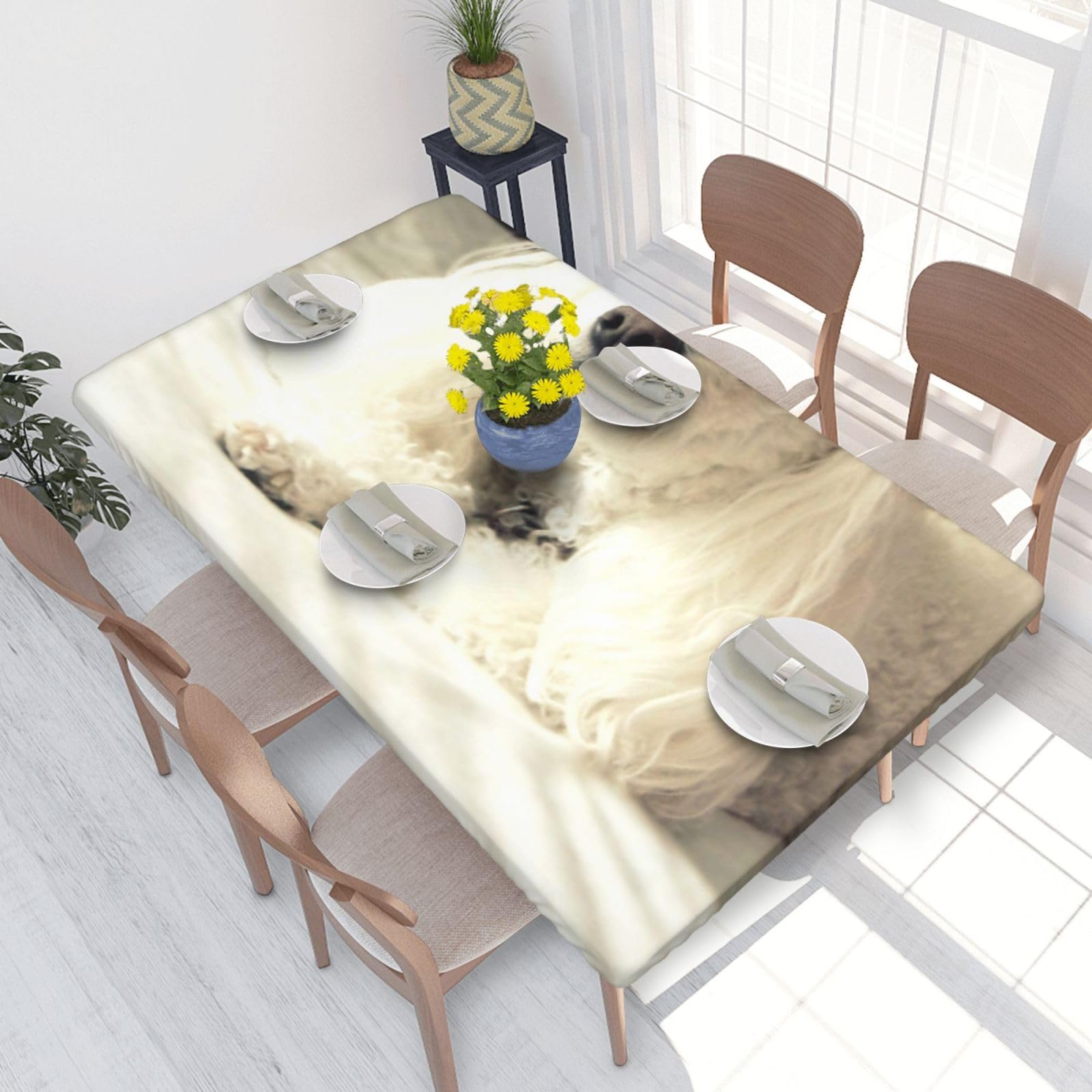 BNVSADC french poodle Printed 4FT Tablecloth 122x76 CM Polyester Kitchen Water Resistant Table Cloth Dining Table Decoration Table Covers