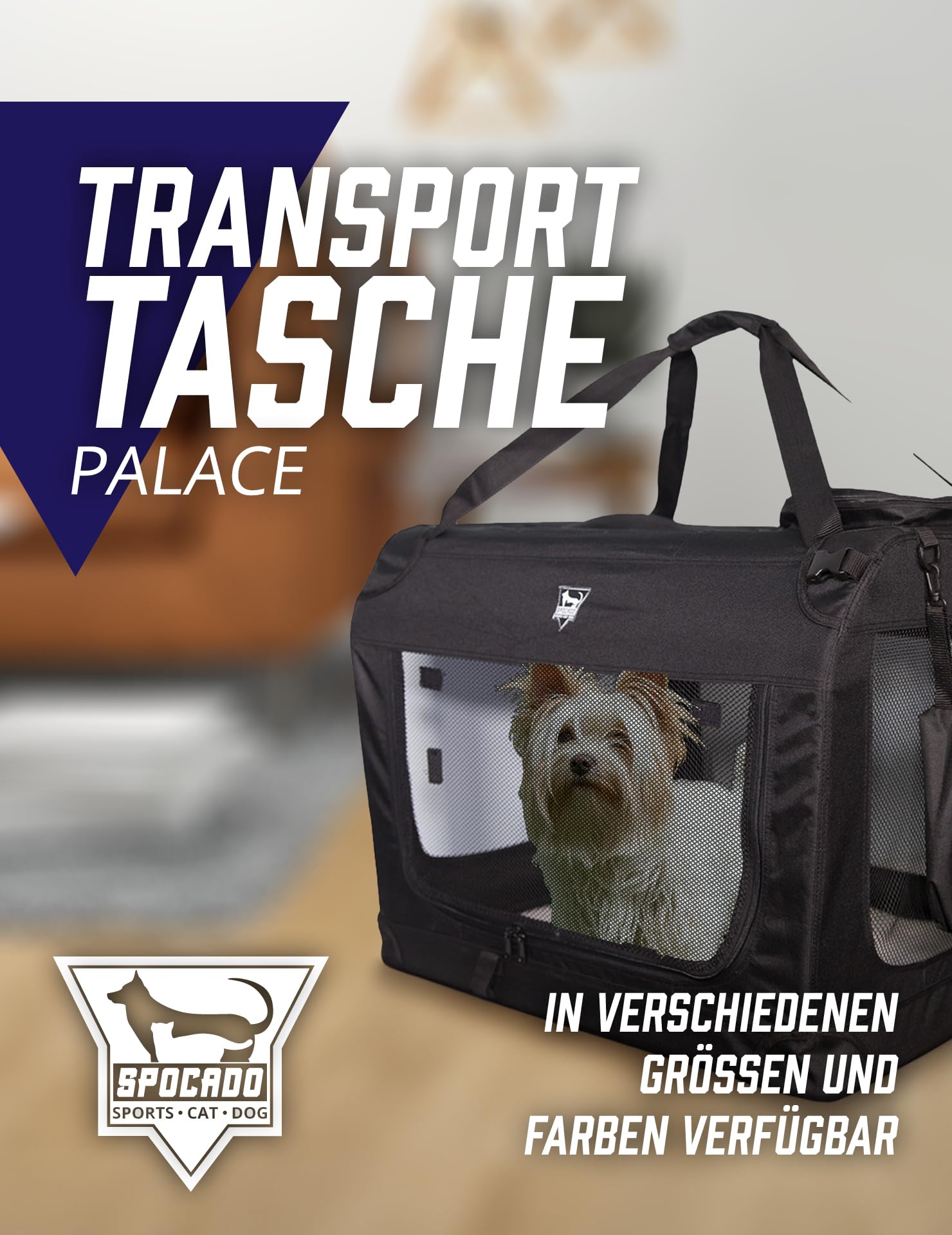 Palace torba transportowa dla psów i małych zwierząt – wszechstronne otwory, podwójne uchwyty do noszenia, optymalny dopływ świeżego powietrza – dostępne różne warianty (czarna, 60 x 42 x 42