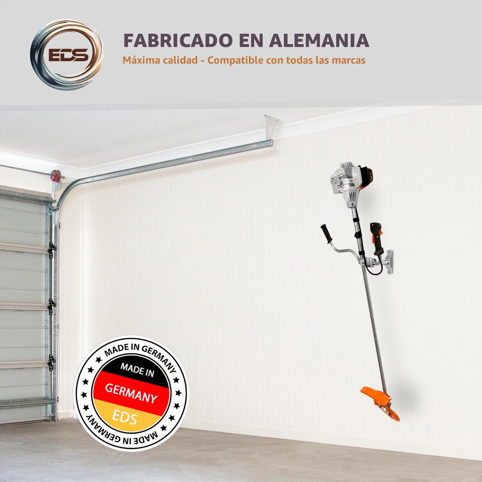 EDS Estante de almacenamiento de aleación de acero – Negro cortador de cepillo/cortadora de césped – Fabricado en Alemania, soporte de pared para Stihl, Einhell, Makita, Bosch, Pike, etc.