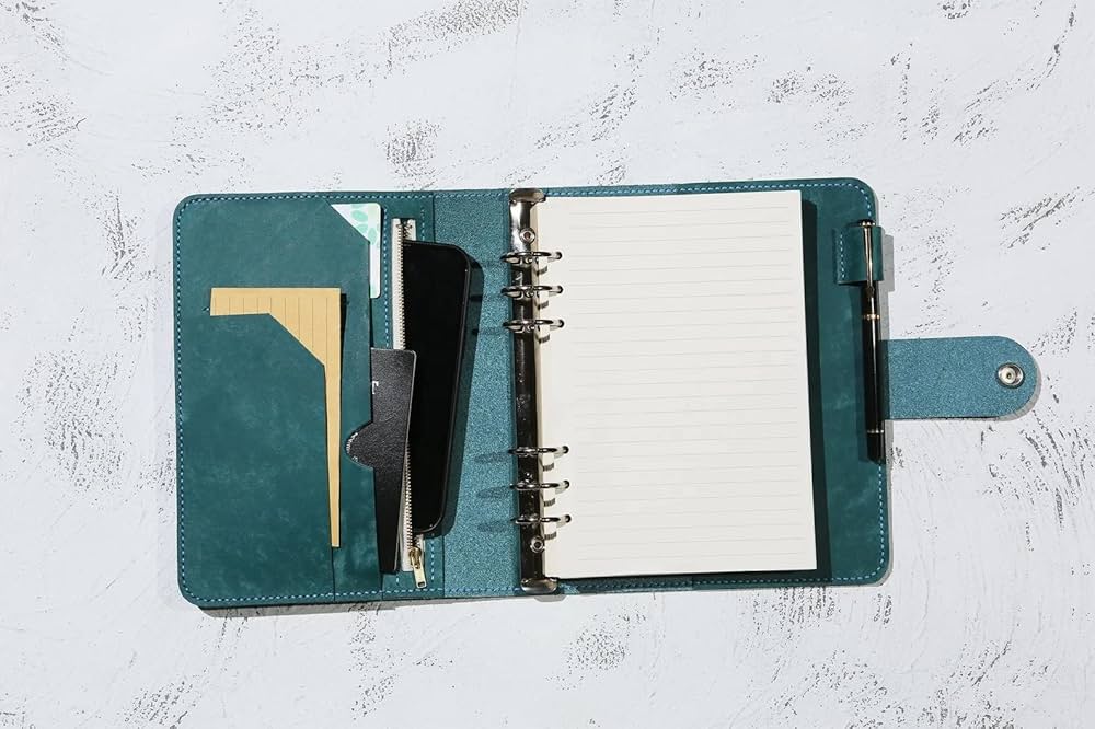 Amazon | ビンテージブルーレザー A5サイズ システム手帳 3cm