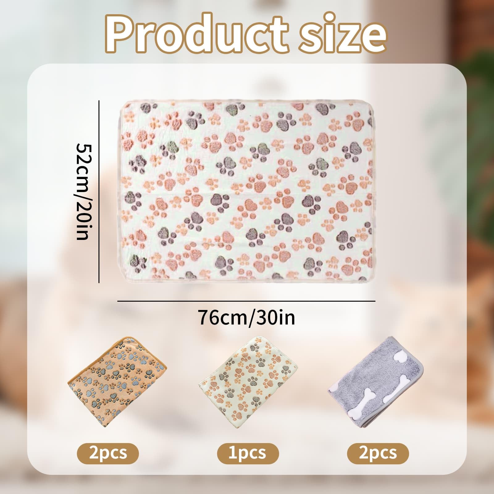 Eidoct 5 Pack Pet Soft Dog Blanket, Super Soft Warm Pet Cover Blanket, Warm Flannel Blanket for Small Medium Dogs and Cats, 76 x 53 cm - Image 2