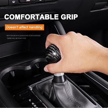 Real Carbon Fiber Shift Knob Gear Shifter Knobs with 3 Adapters Round Ball for Most Manual Car Universal Gear Shift Knob (Red)