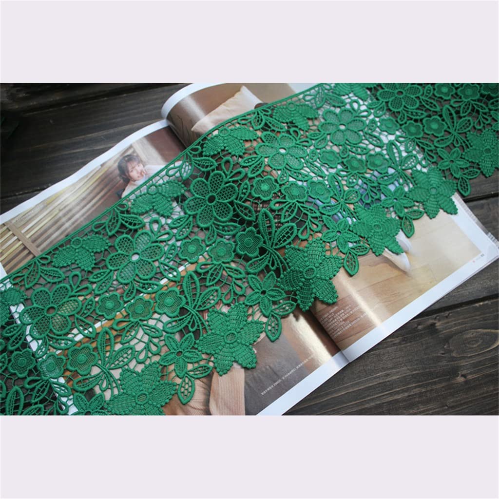 Générique Fleurs Vertes Broderie Coton Tissu Dentelle Ruban DIY Turban Jupe Rideau Canapé Guipure Garnitures Couture Décor (Couleur : Vert, Taille : 18CM) (Vert 18CM)