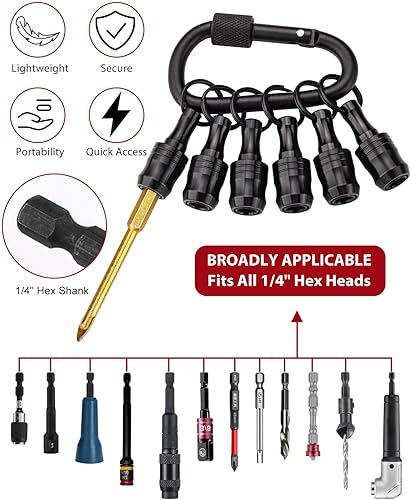 Miniatura 18 de katerk 6 piezas de 1/4 de pulgada con vástago hexagonal de aleación de aluminio para destornillador, ligero, barra de extensión de cambio rápido