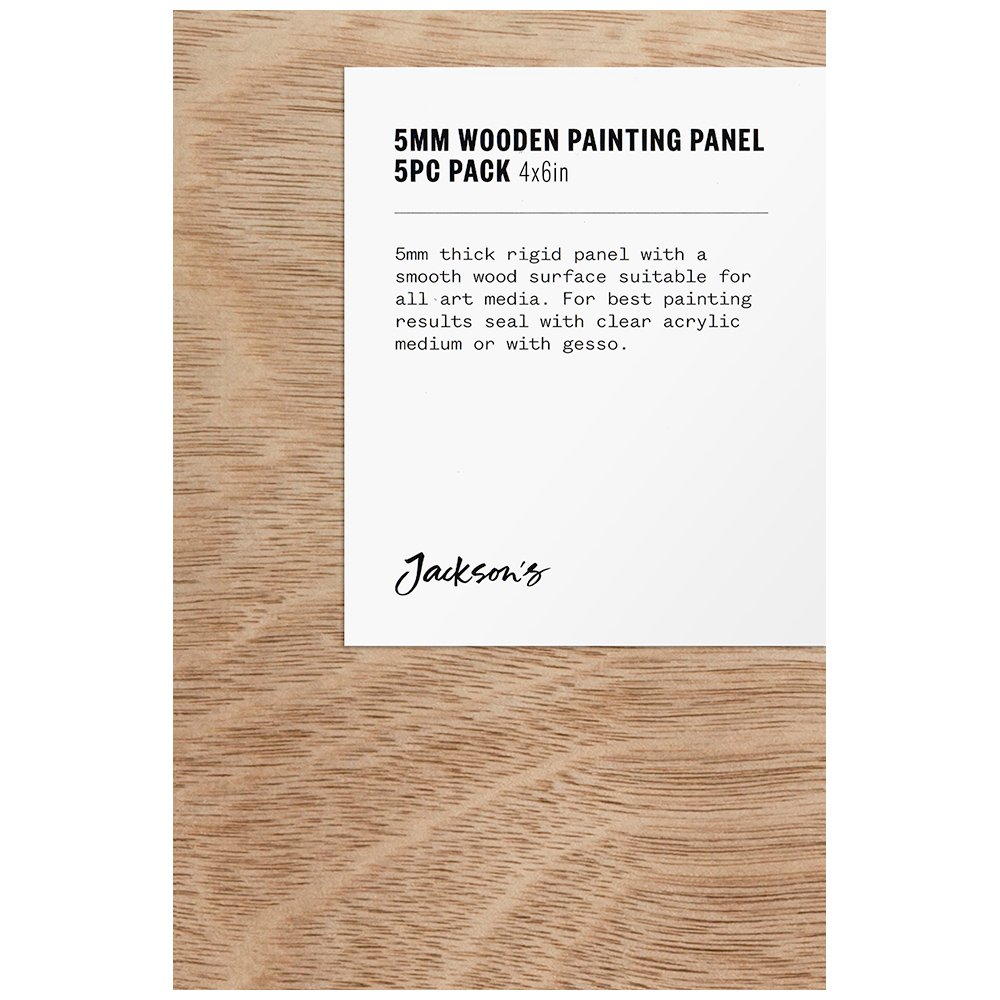 Jackson's : 5mm Wooden Painting Panel : 4x6in (Apx.10x15cm) : Pack of 5
