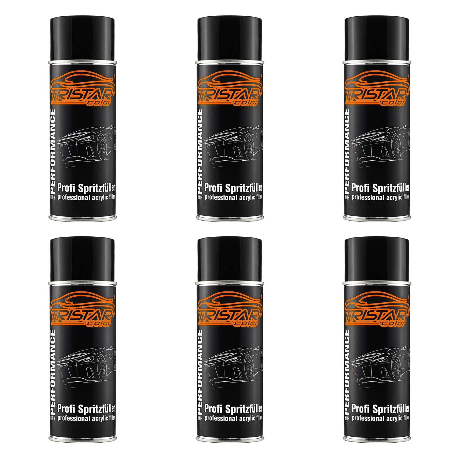 TRISTARcolor Füller Spritzfüller Haftgrund Grundierung Spritzspachtel für Autolack schwarz 6 x Spraydose 400 ml