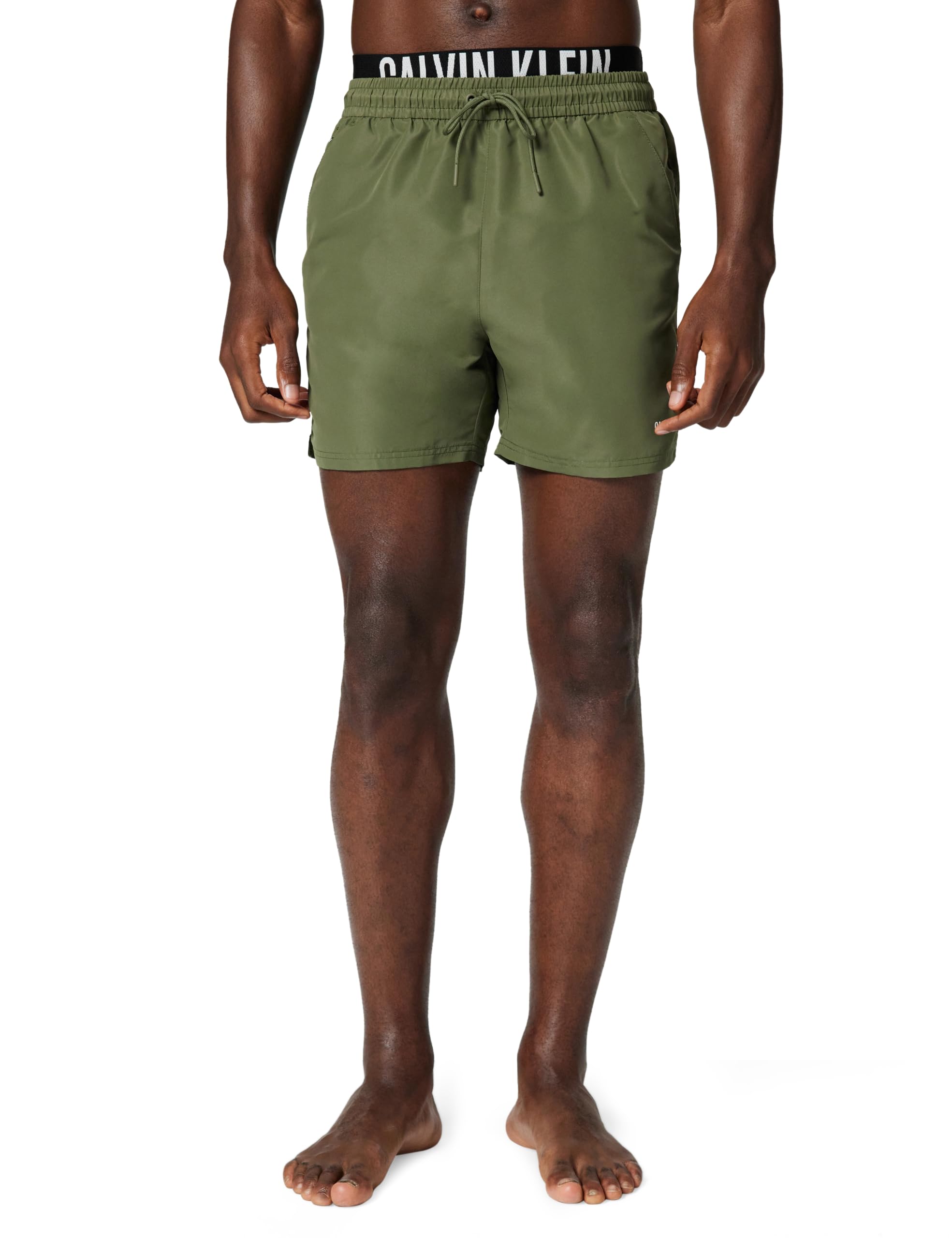 Calvin Klein Men’s Swim Shorts Medium Drawstring Boxer with Drawstring, Green (Brush Green), L