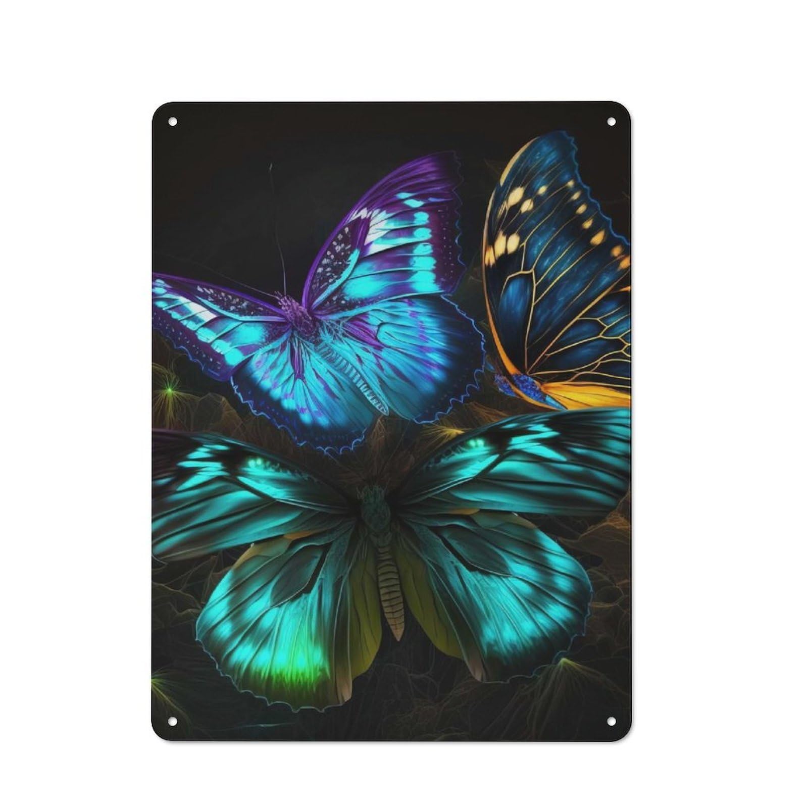 Junmoney Vibrant Butterfly Wall Art Bistro Metal Sign 40X30cm, Vintage Cafe Wall Decor For Takeaway, Bar, Kitchen Or Counter Area