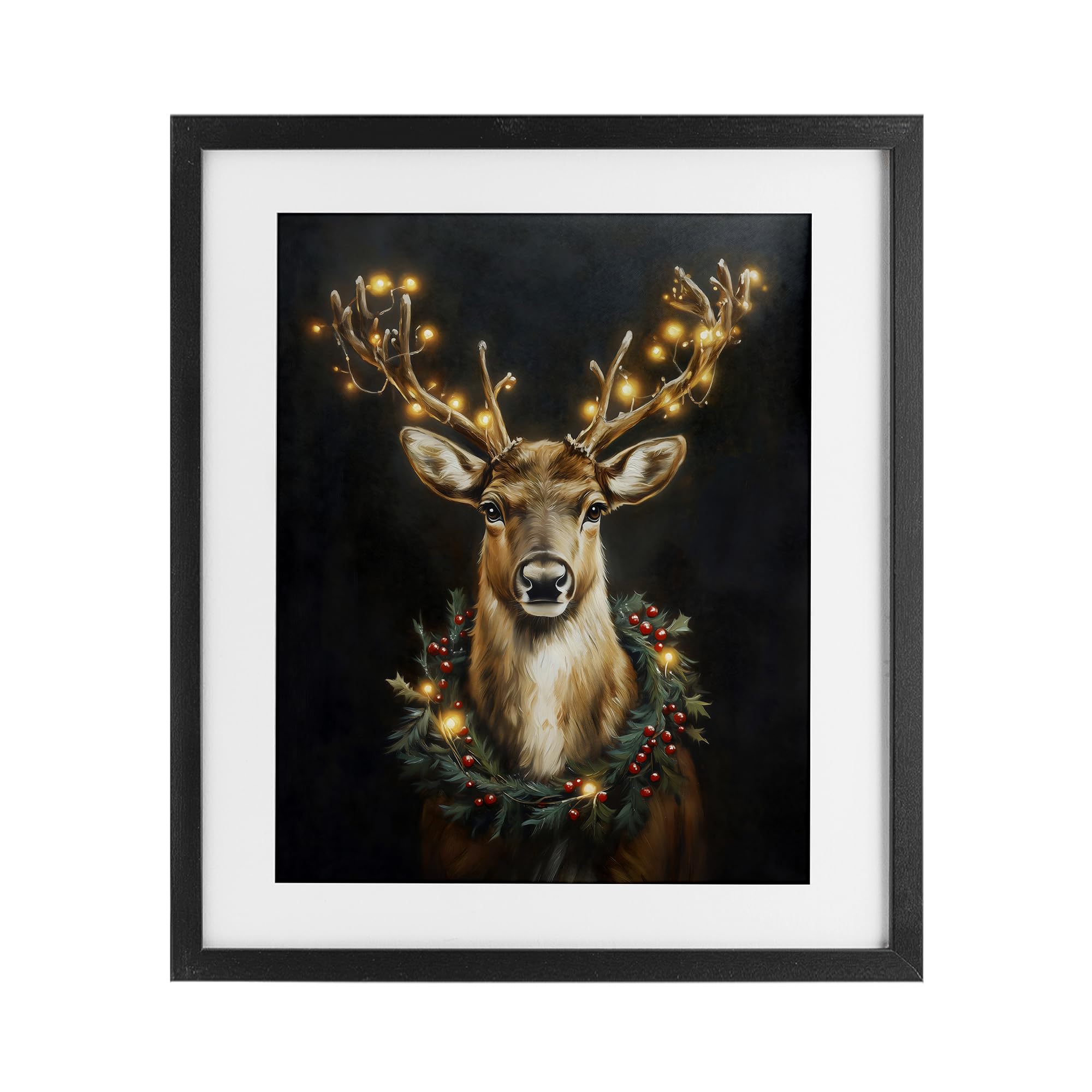 Illuminated Deer cadre sous verre Stupell Industries finition noire élégante