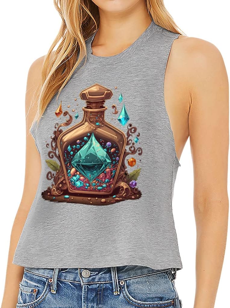 Bottle of Elixir Graphic Racerback Cropped Tank - Print Women's Tank - Art Tank Top