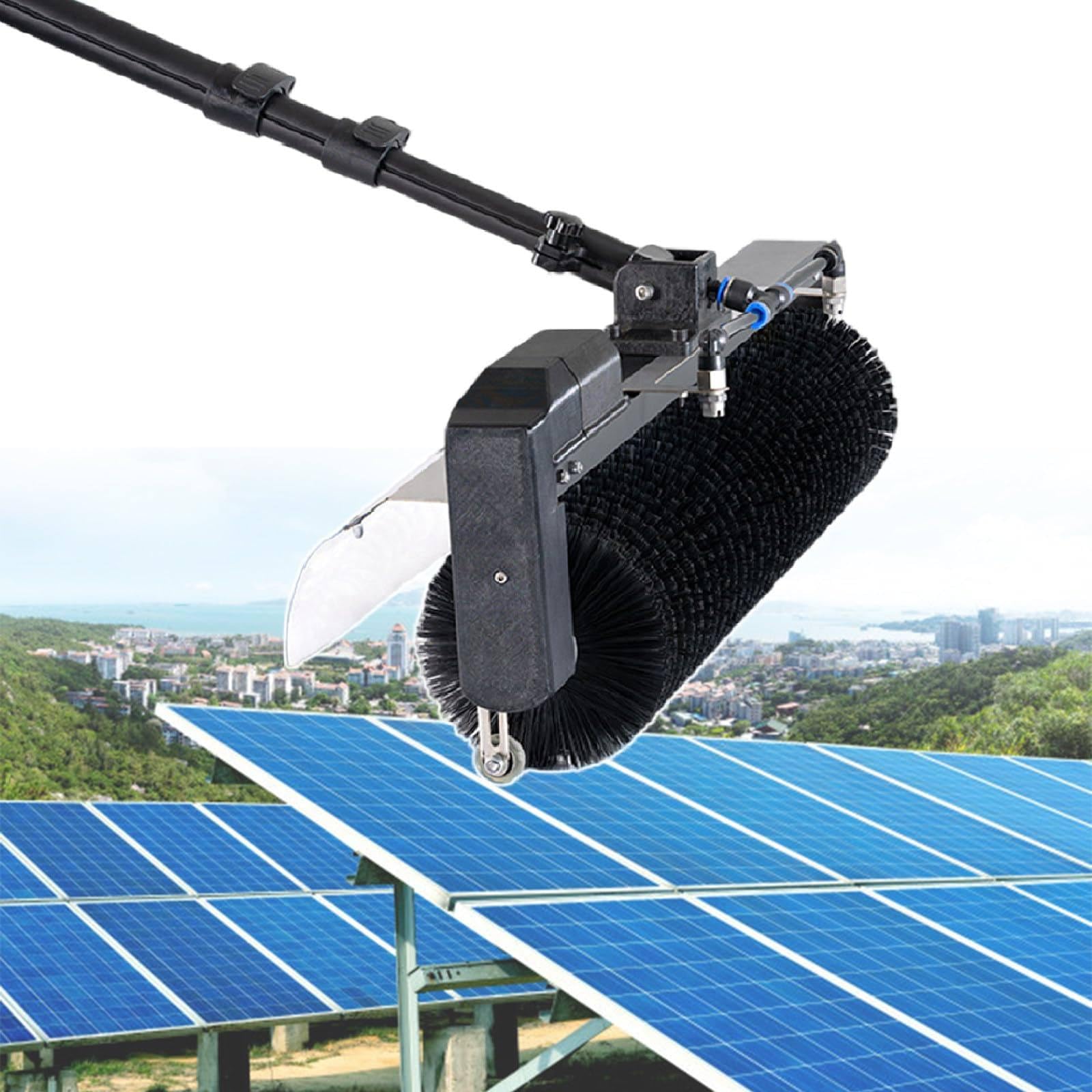 DUANHOZ 60Cm Solar Panel Cleaning Brush, 7.5M Water Fed Pole Kit, Electric Photovoltaic Cleaning Tools - Efficient Solar Energy Maintenance Equipment,3.5M