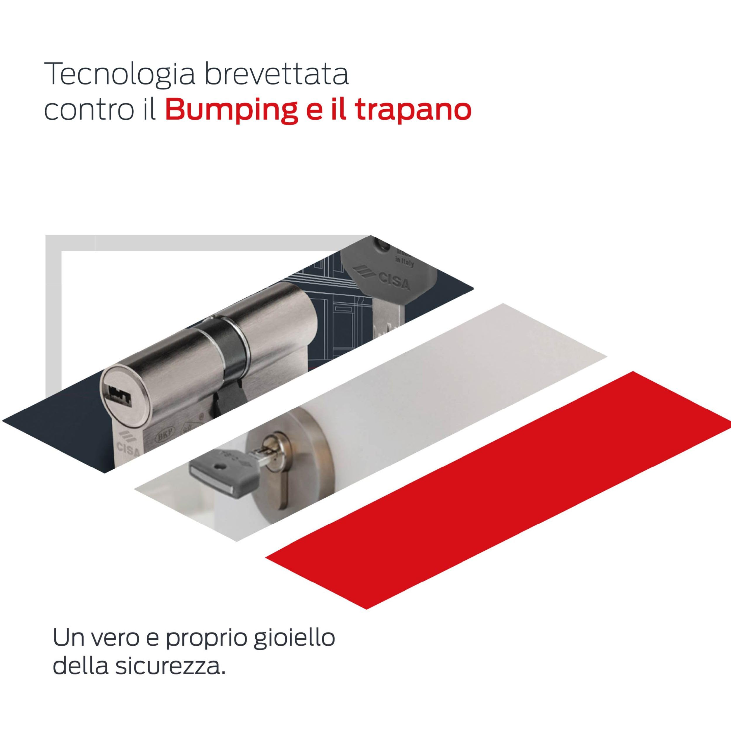 CISA - Cilindro Europeo ASIXP8 Sicuro e Affidabile 10Q3170701200C5 per Serratura Porta Blindata, Cilindro 5 Chiavi per Ambienti Residenziali e Commerciali, Dimensioni 30/30, Predisposizione al Pomolo