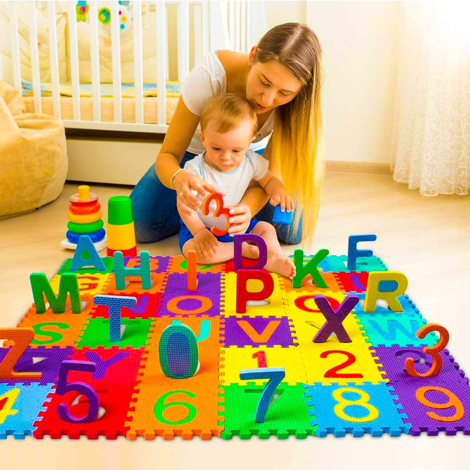 LUCID...We Build Relations Lucid Alphanumeric Puzzle Foam Mat For Kids(A-Z&0-9)|Alphabet,Numerals Puzzle,Colorful Kids Rug Play Mat Soft Floor(Multi Colour,11X11 Cm Each(Atoz,And 0 To 9 Numbers) - Image 8 thumbnail
