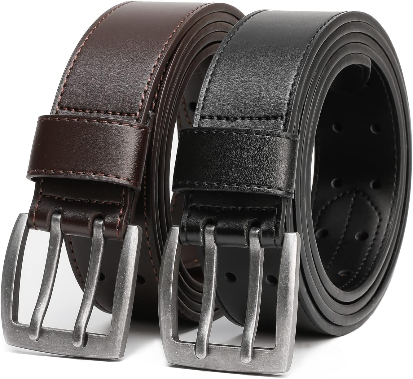 Men's Belt Big & Tall 56"-80" Genuine Leather Belt Reinforced Strap Casual Work Jean Extra Long Belts