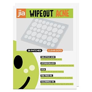 Jia Wipeout Acne Pimple Patches 72 Clear Dots Hydrocolloid Salicylic Acid Cica Tea Tree Oil Calendula Oil for