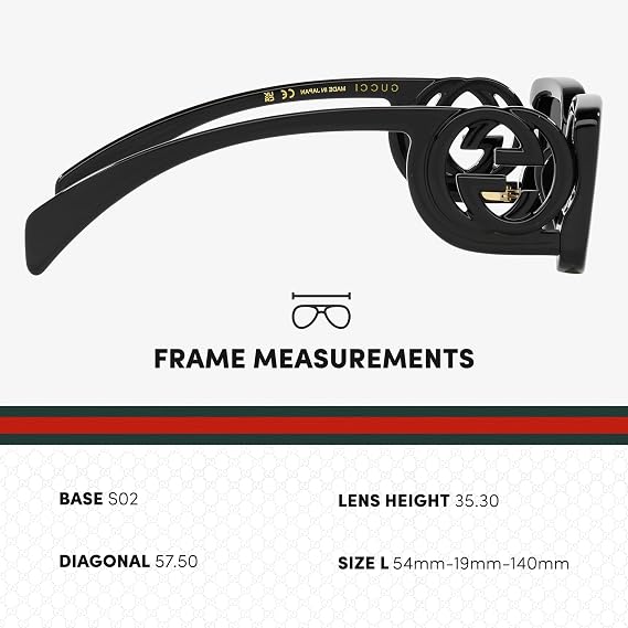 Gucci GG1325S GG Interlocking Logo Rectangular -Shaped Non-Polarized Sunglasses for Women Includes Luxury Eyewear Kit Black Frame with Gray Lens