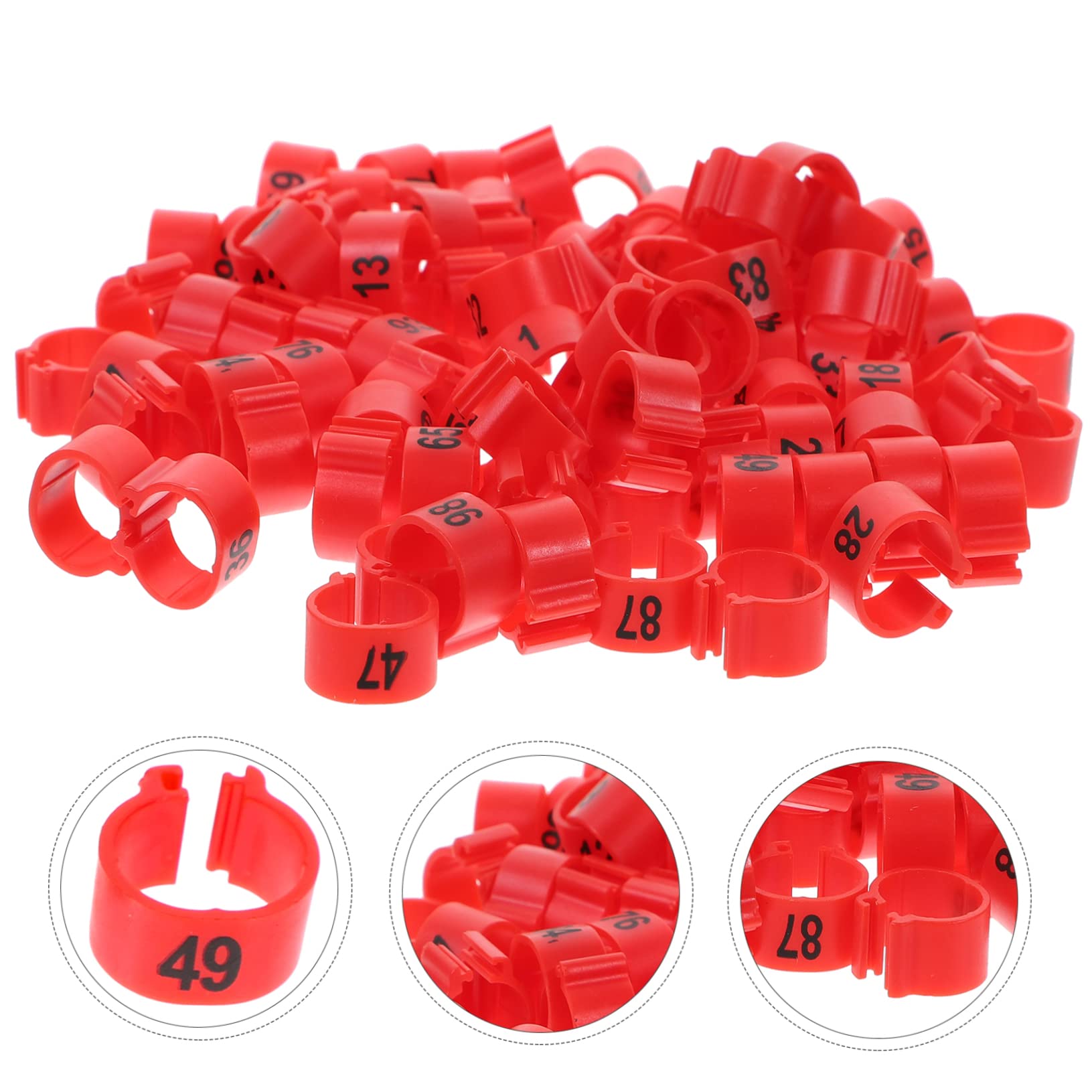 anelli identificativi per pollame, Fasce for zampe di uccelli in plastica da 100 pezzi for piccioni, polli, quaglie(20 * 22 * 12mm)