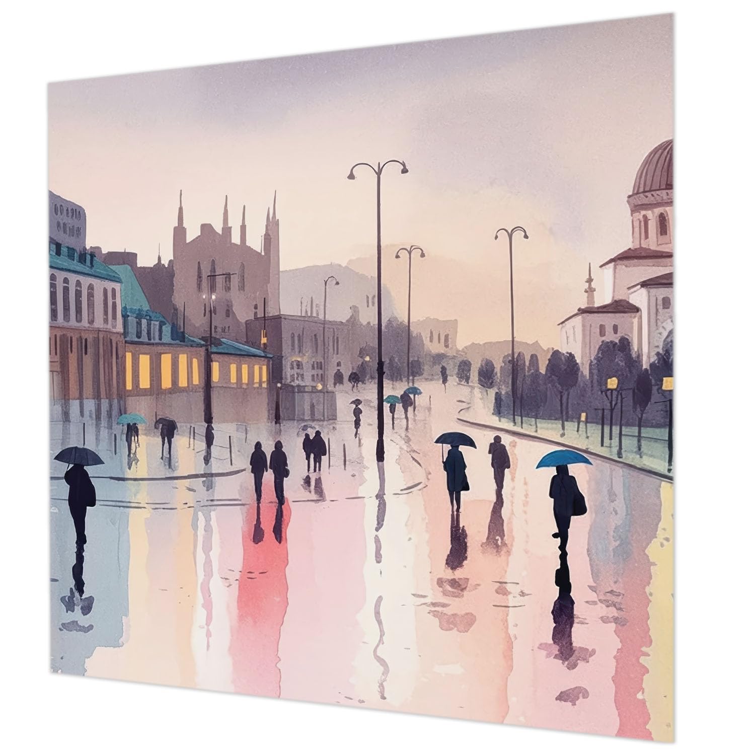 Papier peint décoratif 250x250 cm de haute qualité Une promenade sous la pluie