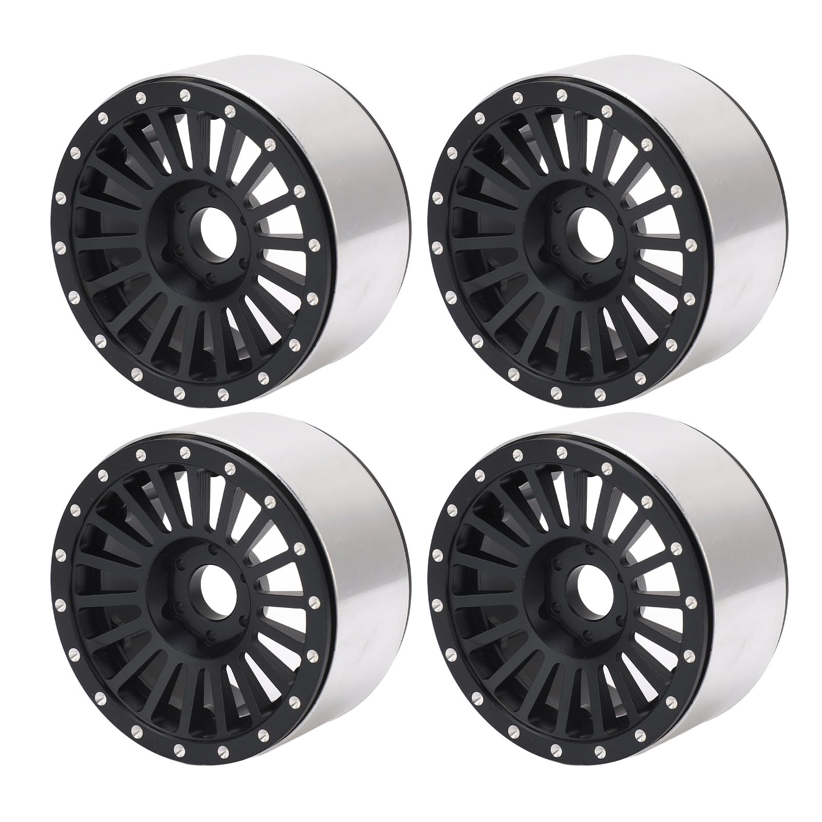 4 cerchi per ruote RC da 2,6 pollici in lega di alluminio, facili da installare, leggeri, per auto RC Axial RR10 90048 1/10 (Nera)