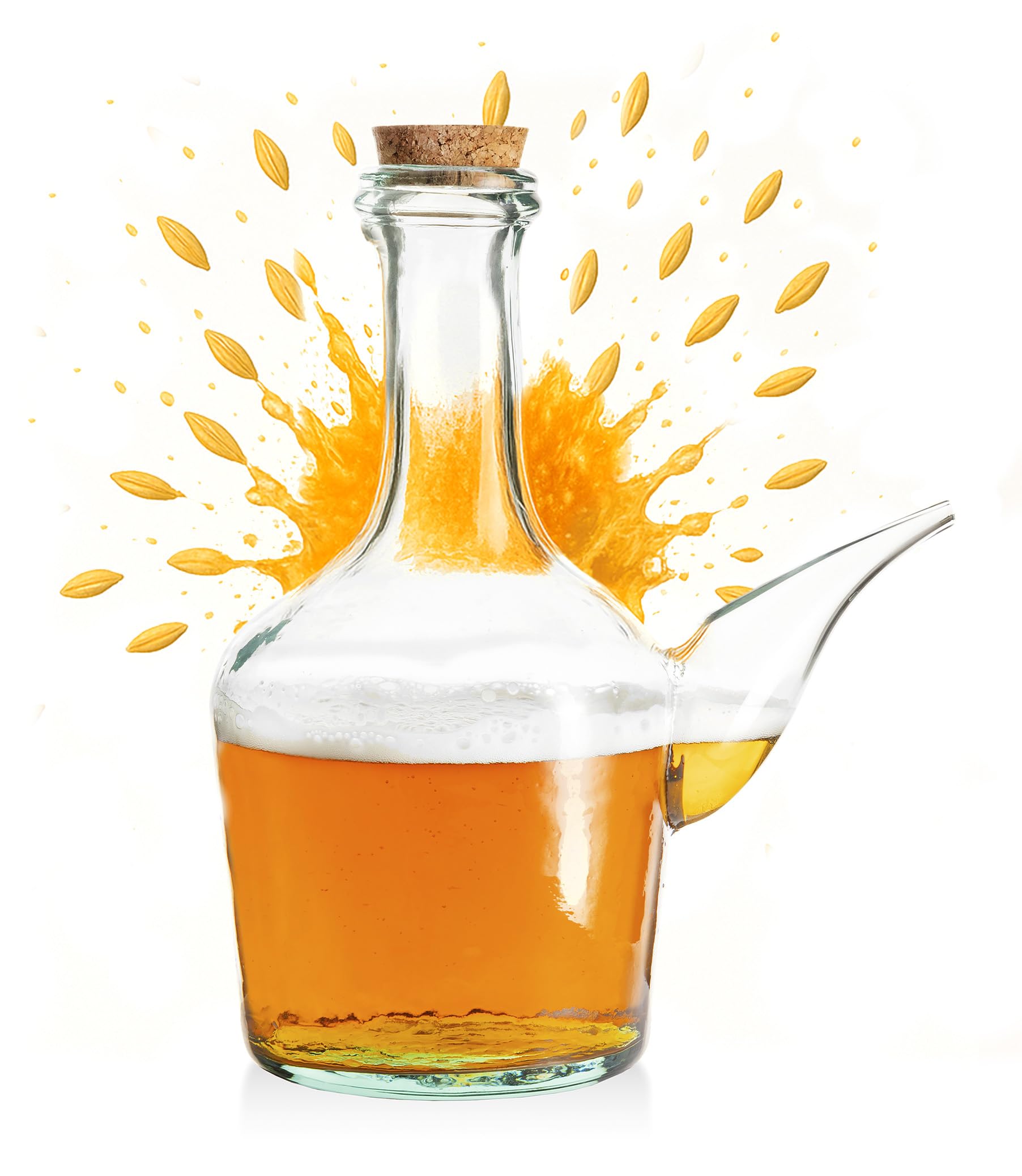 Barral de Vidrio Artesano. Porrón de Vino de Cristal 1000 ml. Aliñador aceite picante. Recipiente Cerveza Barral. Dispensador de aceite y cerveza 0,5l. Fabricado en España. Vidrio 100% Reciclado.