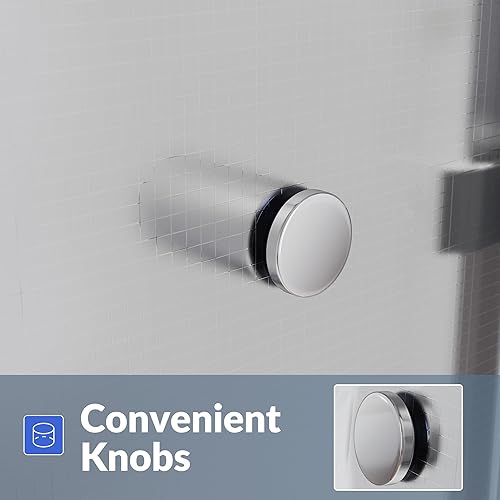 Miniatura 42 de SUNNY SHOWER B020, puertas de regadera deslizantes sin marco (56 - 60 x 72 pulgadas), cristal de 1/4 pulgada, acabado cromo