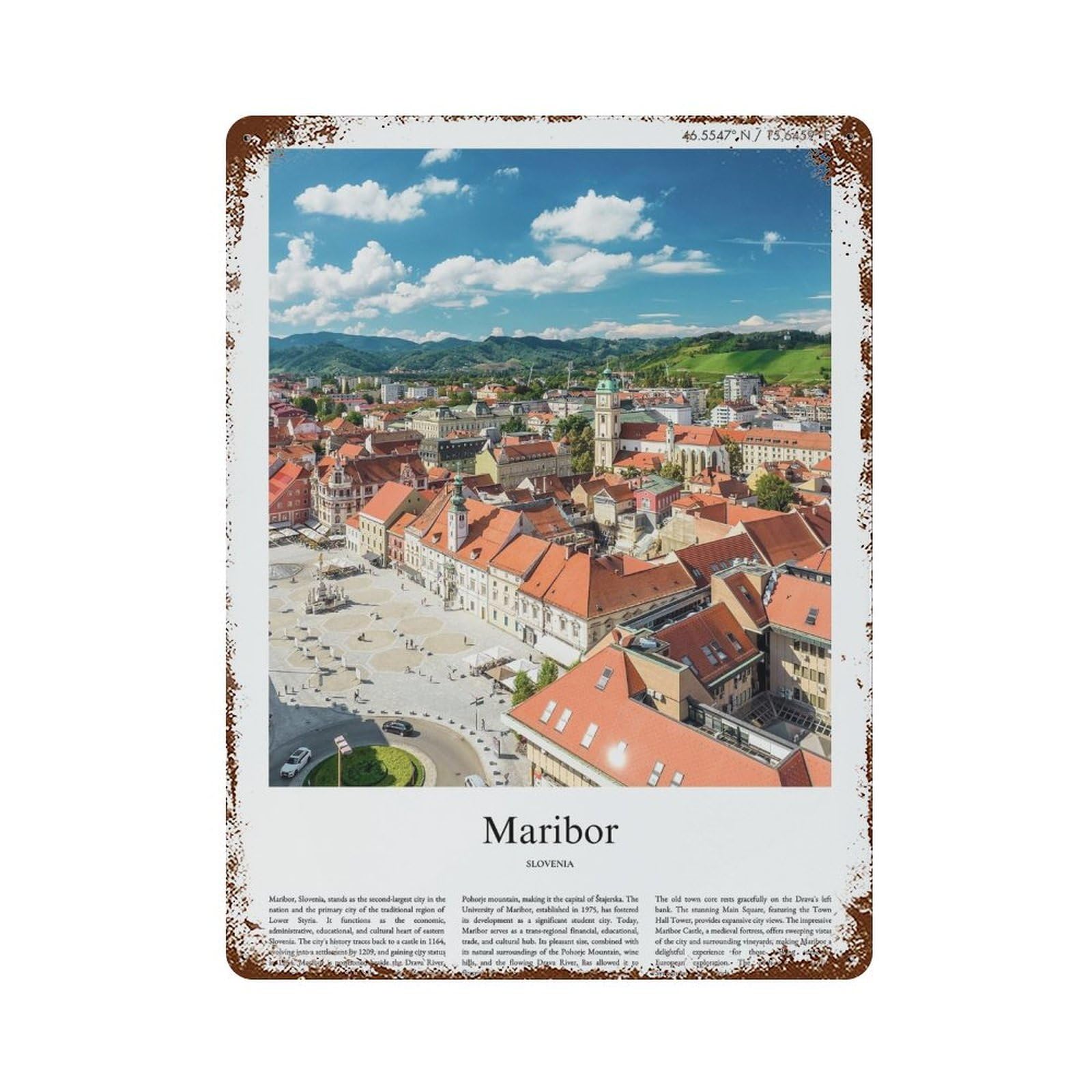 xiaoxiaoshen Maribor Slovenia City Scenery Wall Decor Art Metal Tin Poster Modern Home Decor Art Home Bar Shop Decorations Vintage Sign 40x30cm
