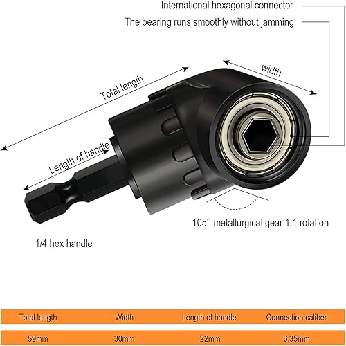 Miniatura 2 de Juego de adaptadores de 4 piezas para taladro eléctrico, giratorio en 360, 14 pulgadas, 38 pulgadas, 12 pulgadas, adaptador de extensión de taladro