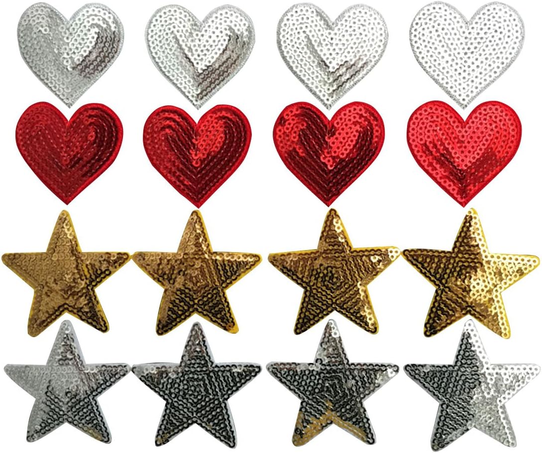 Yazon 20Pcs Iron On Embroidered Applique Sequin Patches for Clips Jeans Clothing …