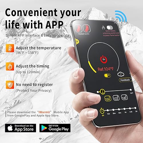 Miniatura 4 de Calcetines térmicos para hombres y mujeres, 5000 mAh con control de aplicación, calcetines calentados por batería, recargables y lavables,