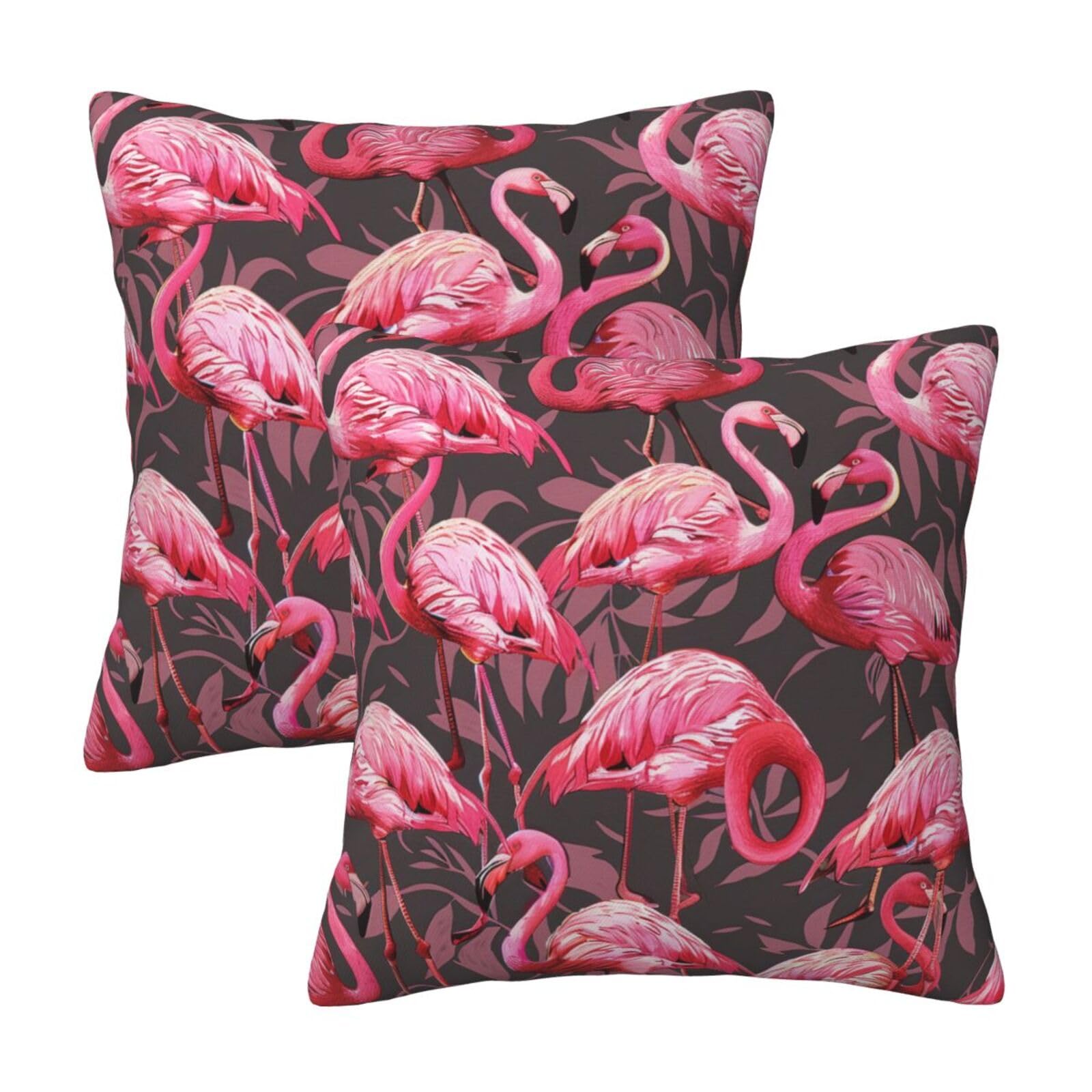 kkvhhyuo cute flamingo pattern Print Pillow Covers Set of 2, Square Decorative Cushion Covers with Hidden Zipper, Throw Pillow Cases for Living Room Sofa Bed Chair, 50x50 cm